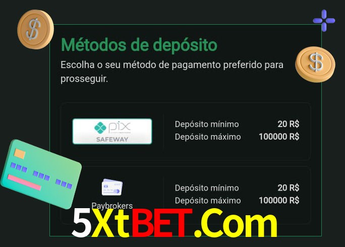 O cassino 5Xtbet.Com oferece uma grande variedade de métodos de pagamento